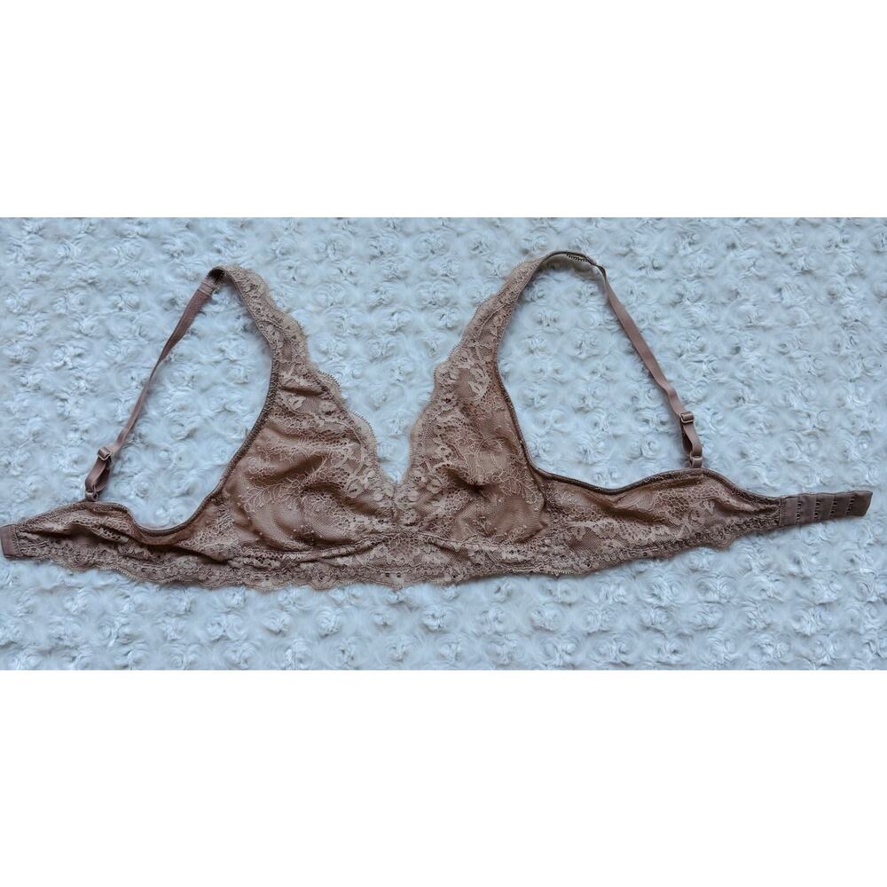 LOVE by GAP Cafe Au Lait Lace Plunge Beige Nude Bra Small